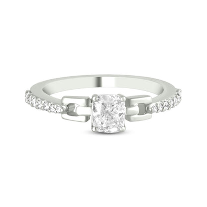 Elen Solitaire Ring In 18K White Gold
