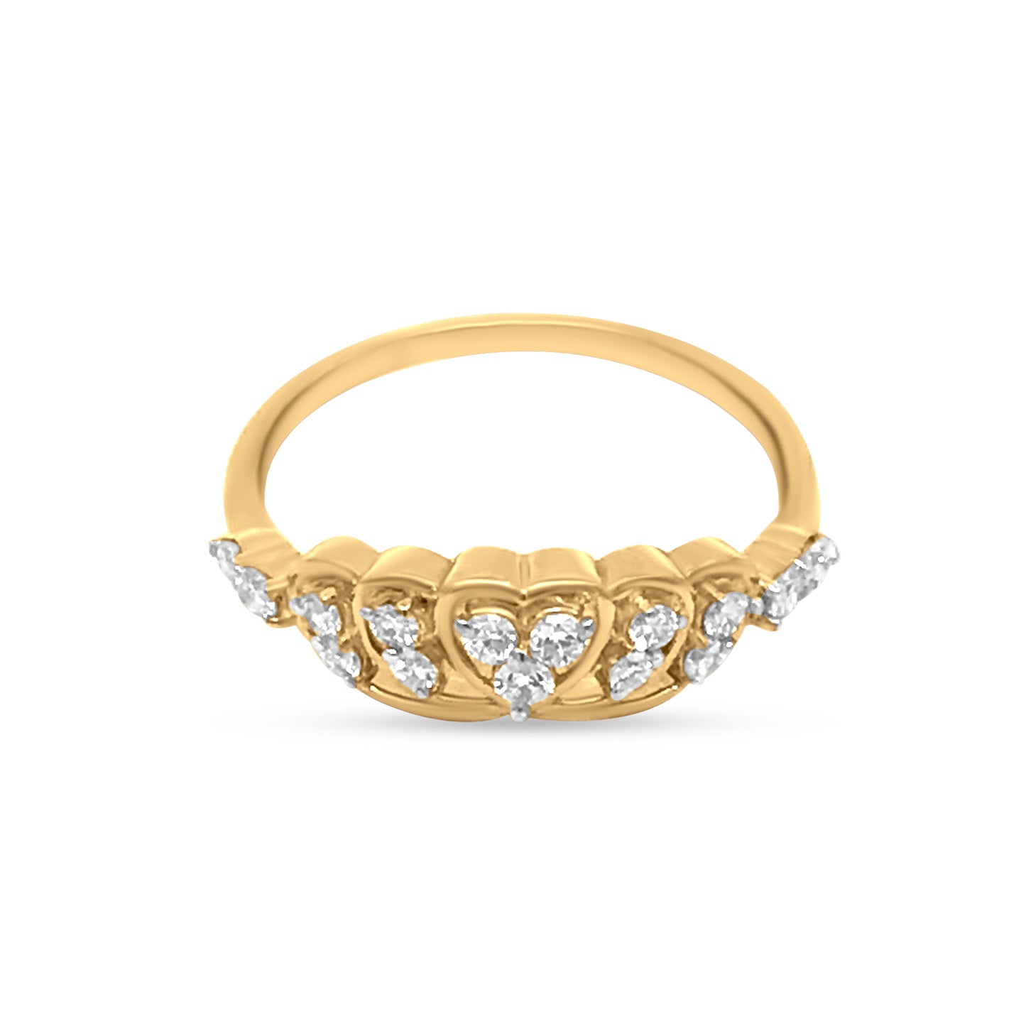 Sparkling Round Diamond Adorned In Heart Motif Ring In 18K Yellow Gold For Women? And Girls.