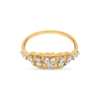 Sparkling Round Diamond Adorned In Heart Motif Ring In 18K Yellow Gold For Women? And Girls.