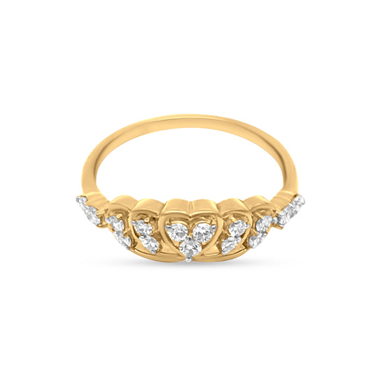 Sparkling Round Diamond Adorned In Heart Motif Ring In 18K Yellow Gold For Women? And Girls.