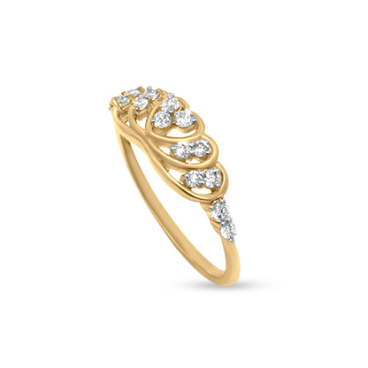 Sparkling Round Diamond Adorned In Heart Motif Ring In 18K Yellow Gold For Women? And Girls.