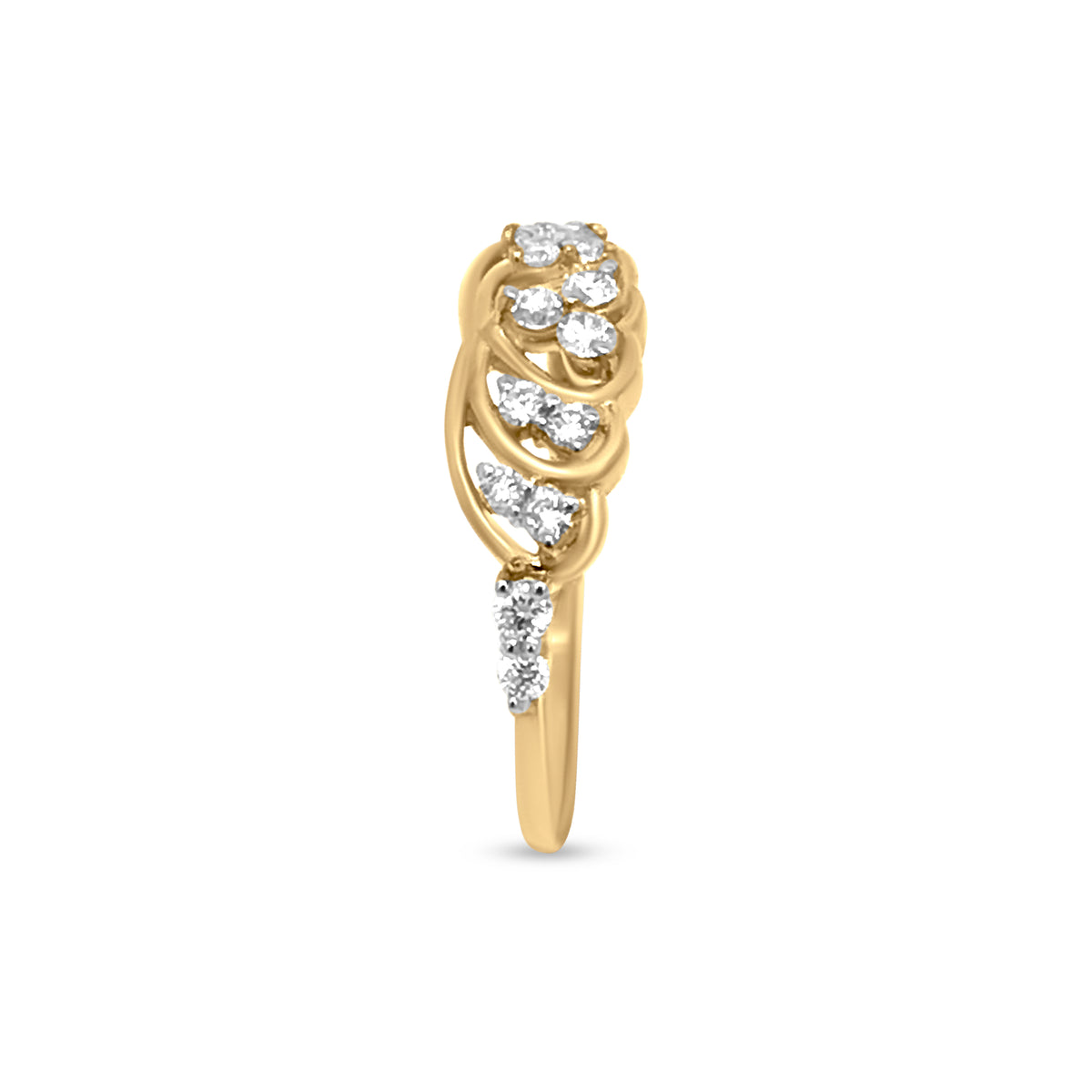 Sparkling Round Diamond Adorned In Heart Motif Ring In 18K Yellow Gold For Women? And Girls.