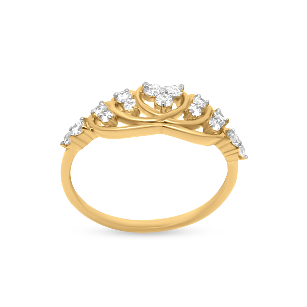 Sparkling Round Diamond Adorned In Heart Motif Ring In 18K Yellow Gold For Women? And Girls.