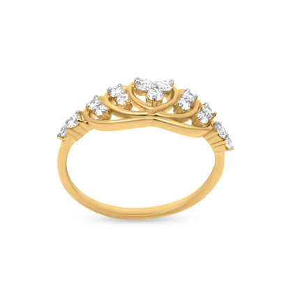 Sparkling Round Diamond Adorned In Heart Motif Ring In 18K Yellow Gold For Women? And Girls.