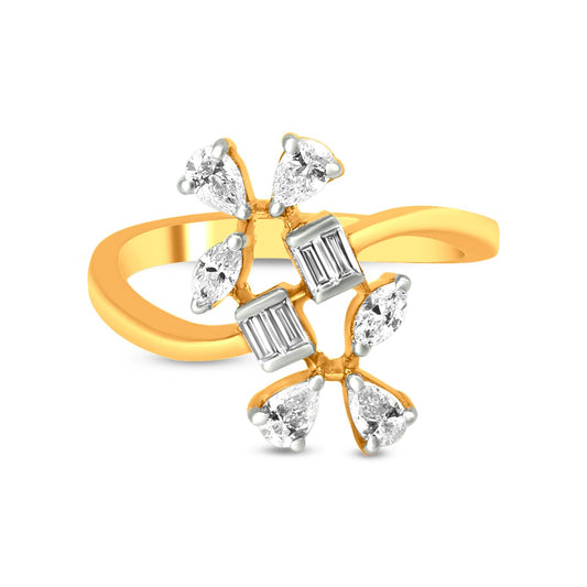 Bypass Diamond Ring In 18K Yellow Gold