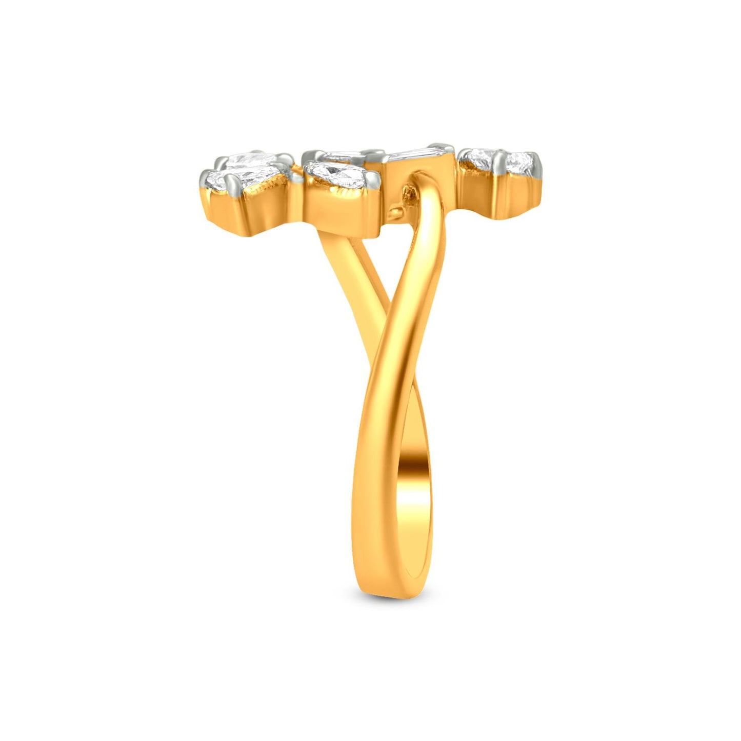 Bypass Diamond Ring In 18K Yellow Gold