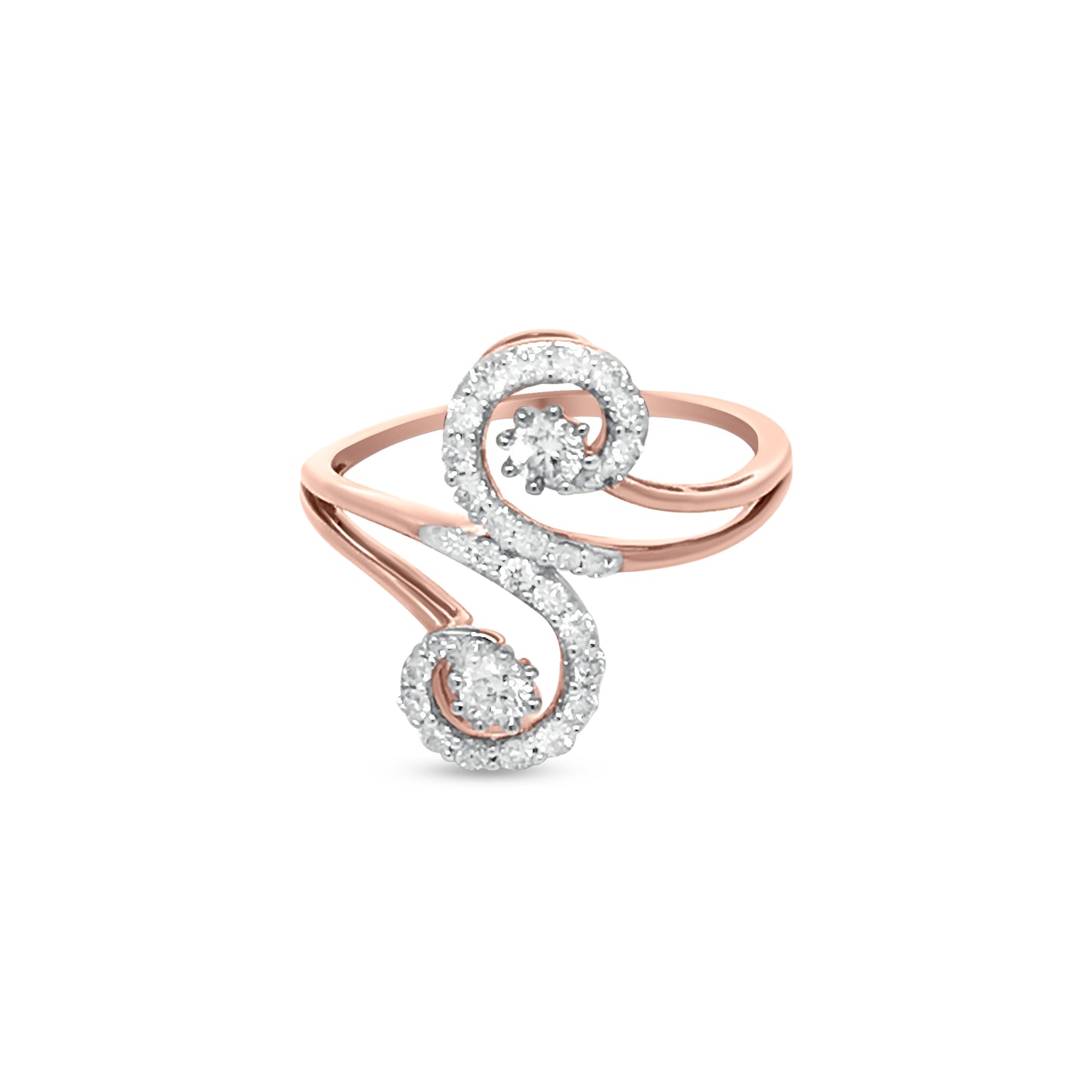 18K Rose Gold Split Shank Diamond Cuff Ring