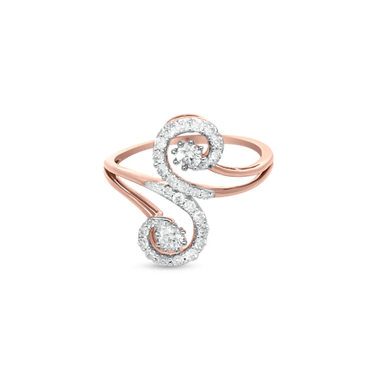 18K Rose Gold Split Shank Diamond Cuff Ring