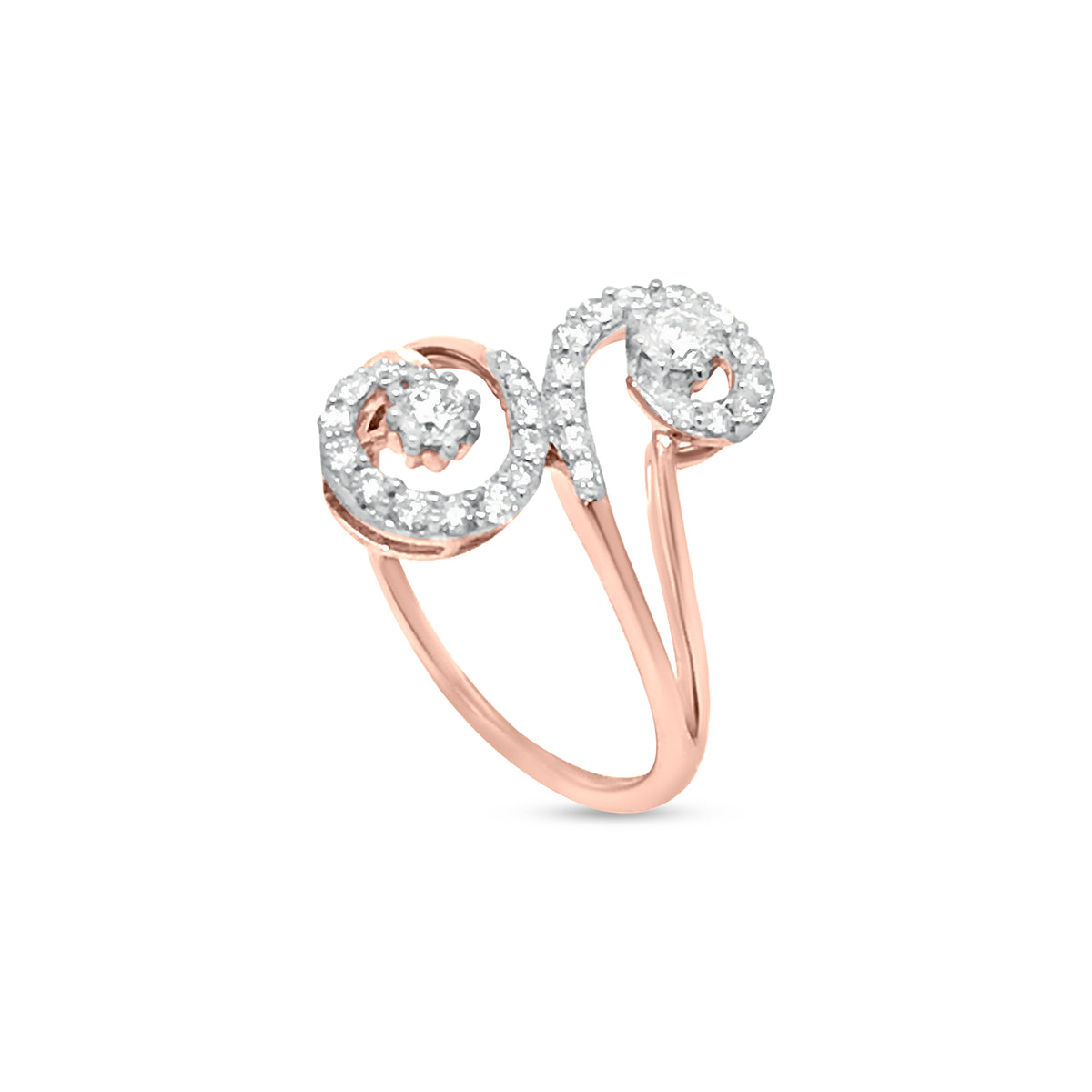 18K Rose Gold Split Shank Diamond Cuff Ring