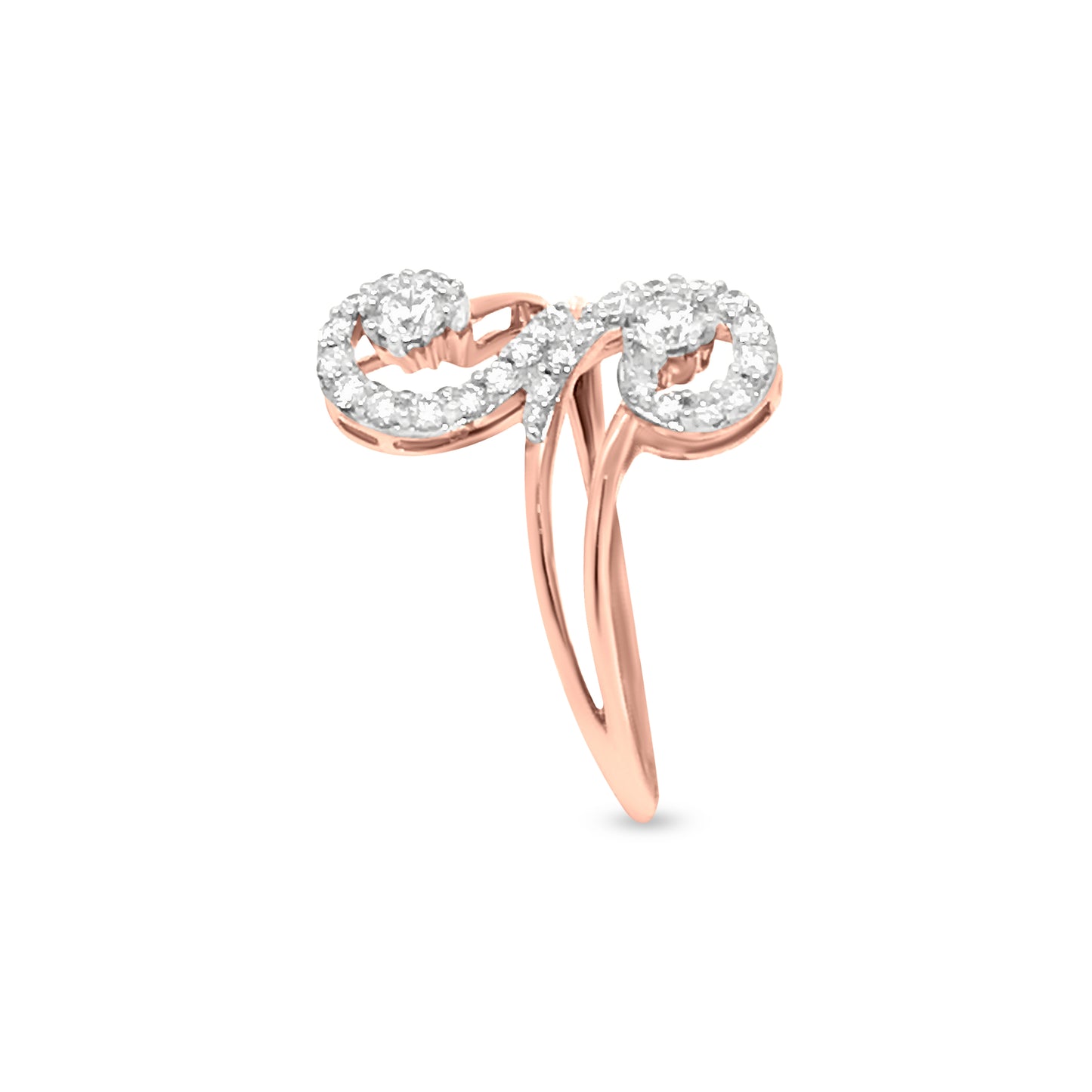 18K Rose Gold Split Shank Diamond Cuff Ring