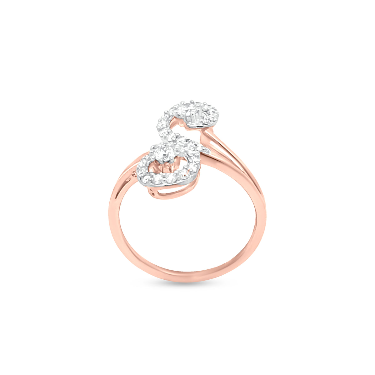 18K Rose Gold Split Shank Diamond Cuff Ring
