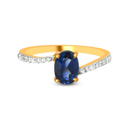 Blue Sapphire Ring In 18K Yellow Gold With Diamonds