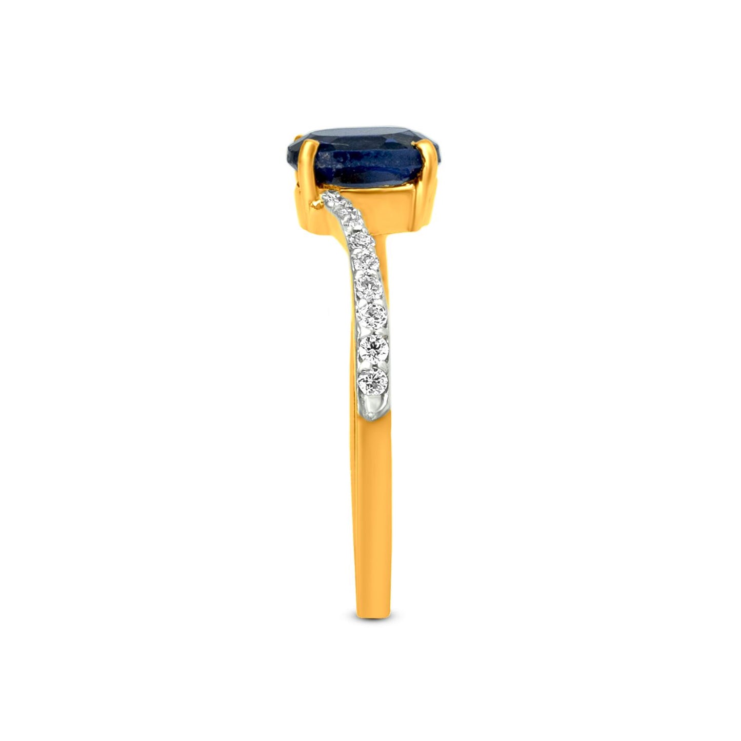Blue Sapphire Ring In 18K Yellow Gold With Diamonds