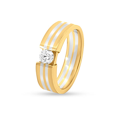 18k Pure Gold Ladies Band Ring with Partly Rhodium