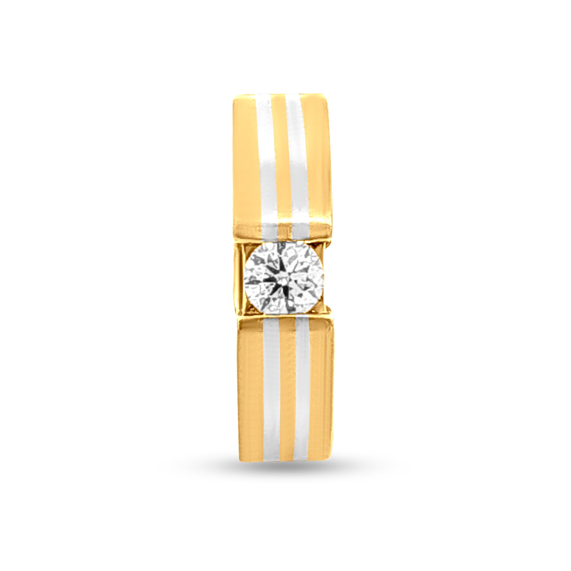 18k Pure Gold Ladies Band Ring with Partly Rhodium