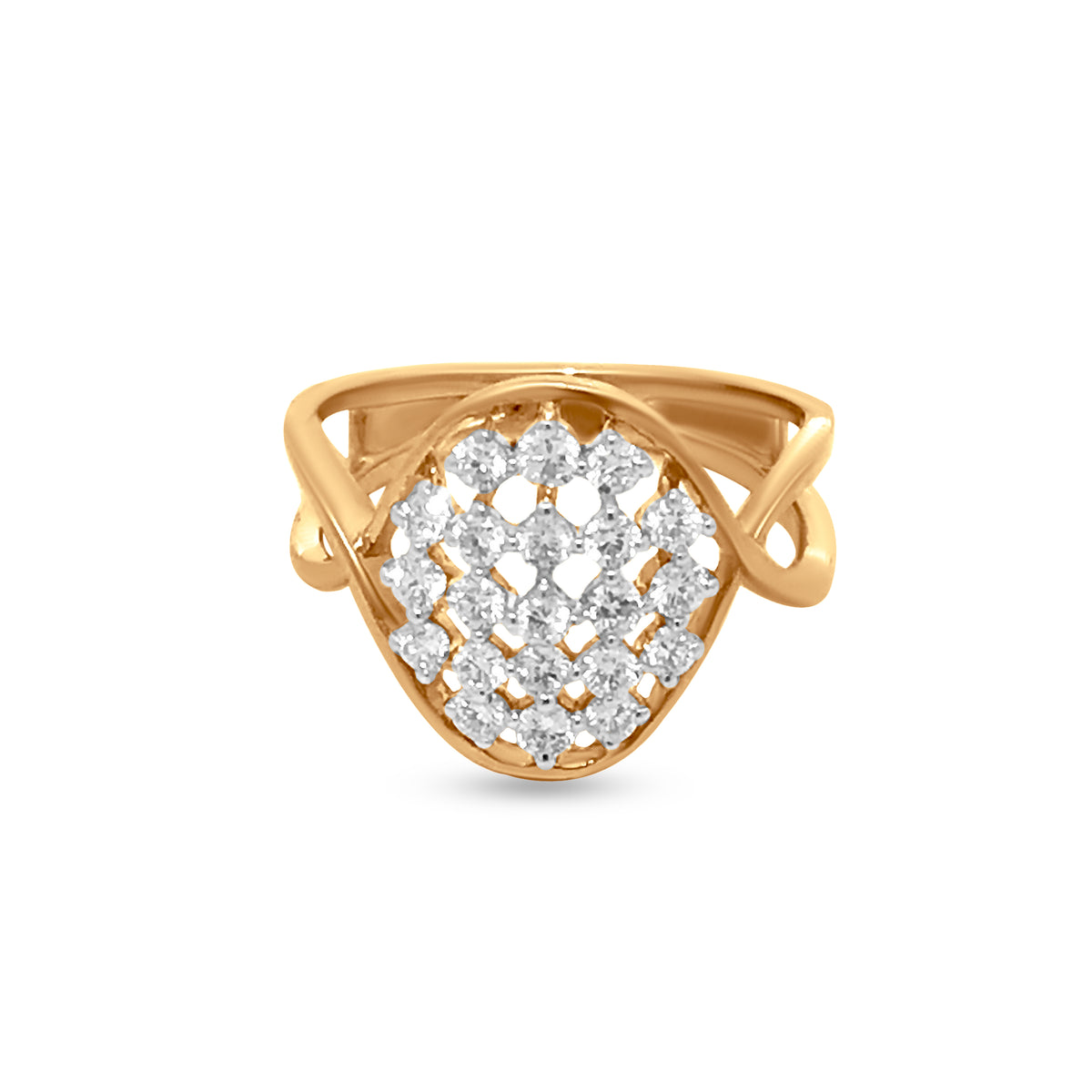 Sparkling Beauty: 0.55 Carat Split Shank Cluster Diamond Ring in 18k Yellow Gold