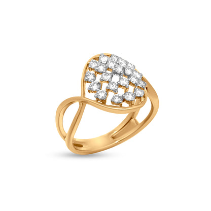 Sparkling Beauty: 0.55 Carat Split Shank Cluster Diamond Ring in 18k Yellow Gold