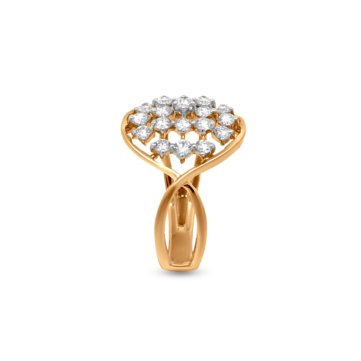 Sparkling Beauty: 0.55 Carat Split Shank Cluster Diamond Ring in 18k Yellow Gold
