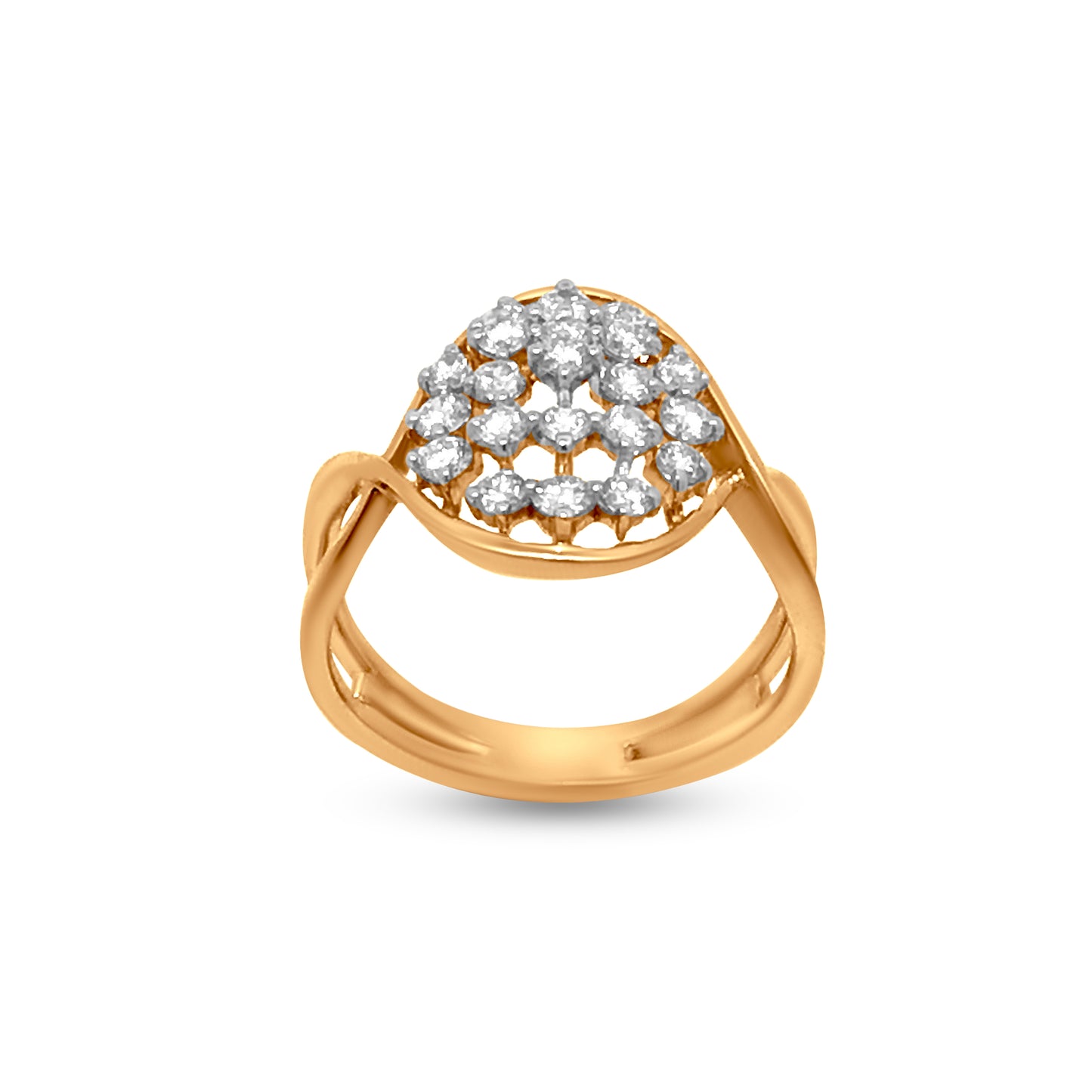 Sparkling Beauty: 0.55 Carat Split Shank Cluster Diamond Ring in 18k Yellow Gold