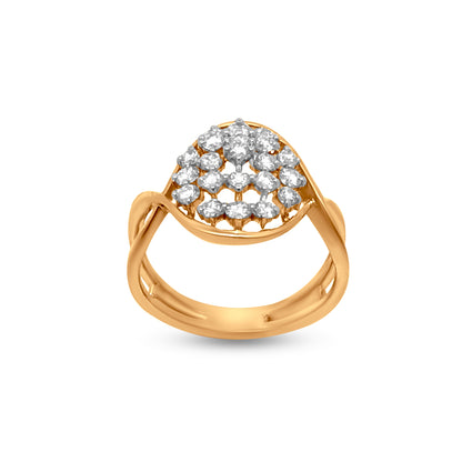 Sparkling Beauty: 0.55 Carat Split Shank Cluster Diamond Ring in 18k Yellow Gold
