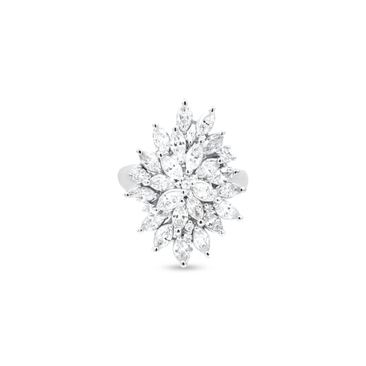 Stunning Marquise Cluster Diamond Ring with 1.81 Carats in 18k White Gold