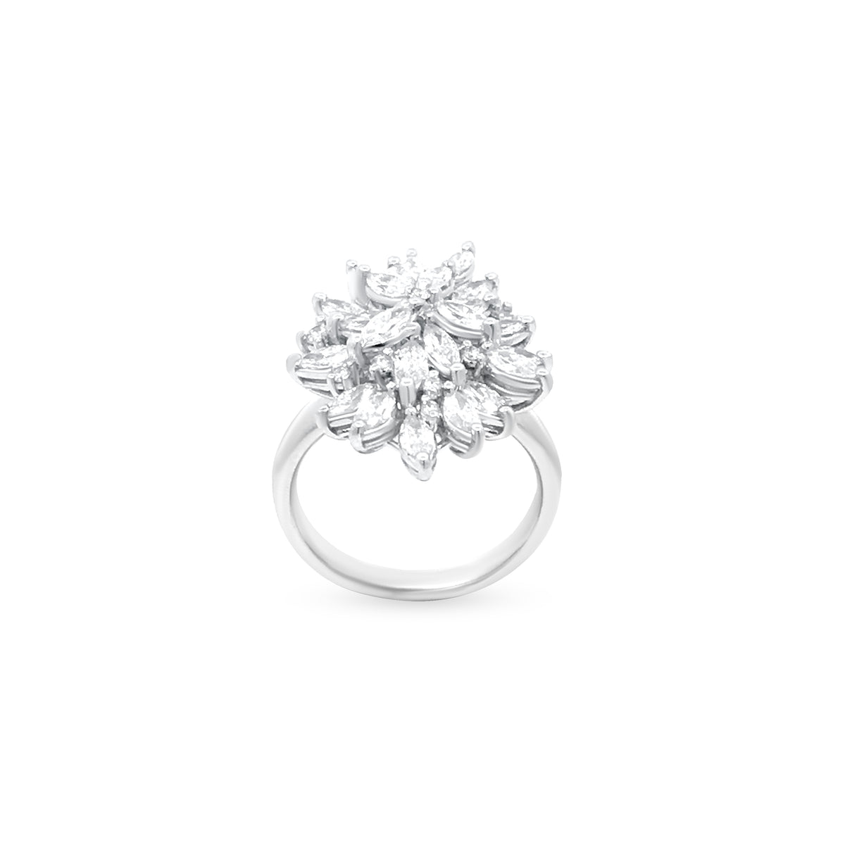 Stunning Marquise Cluster Diamond Ring with 1.81 Carats in 18k White Gold