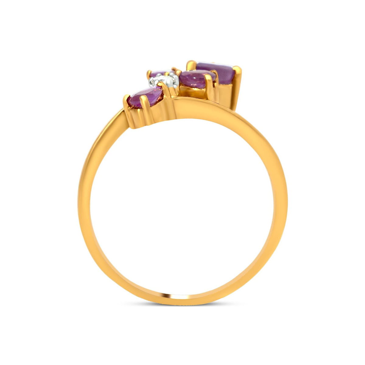 Diamond Bypass Ring In 18K Yellow Gold With Zircon