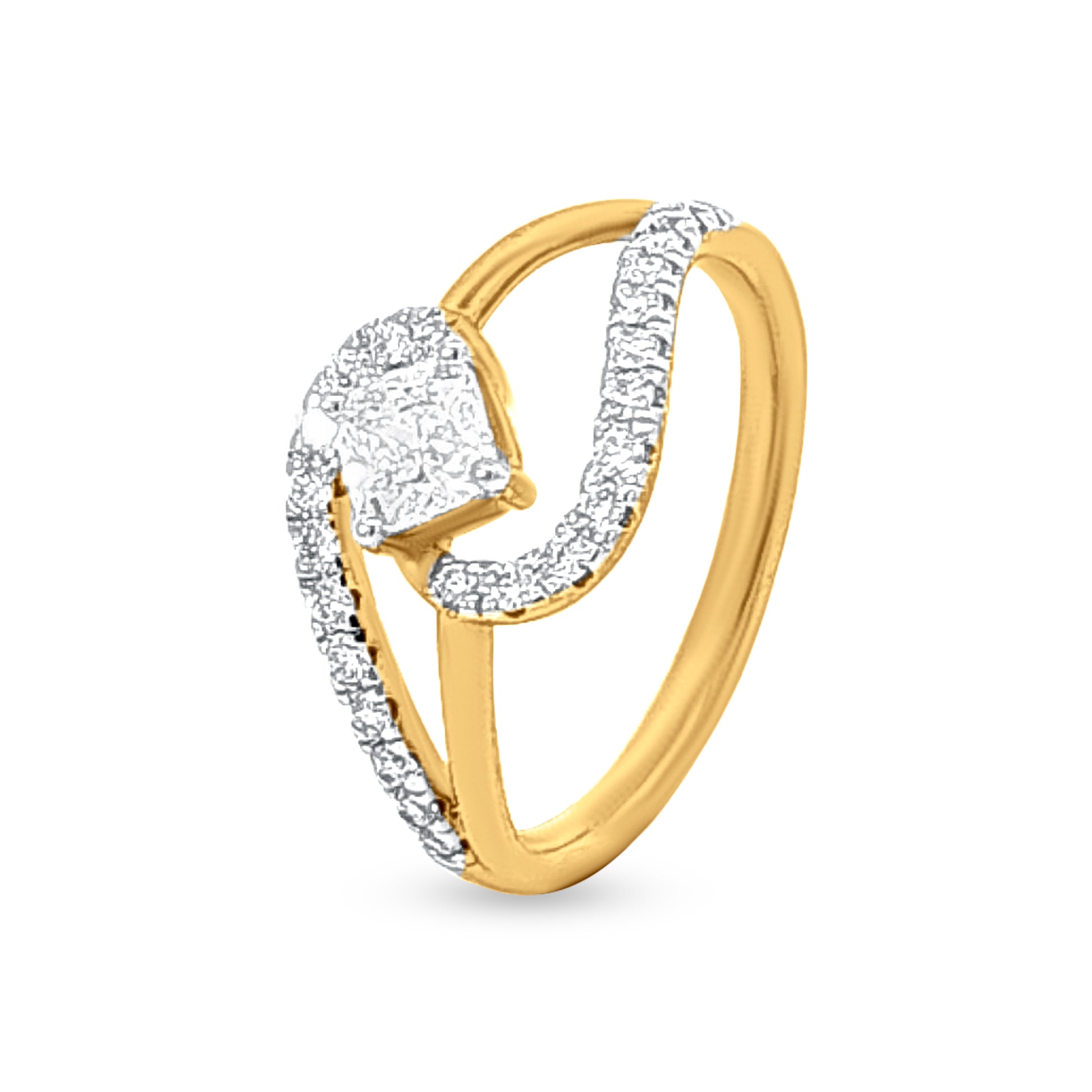 18k Gold Split Shank Diamond Ring