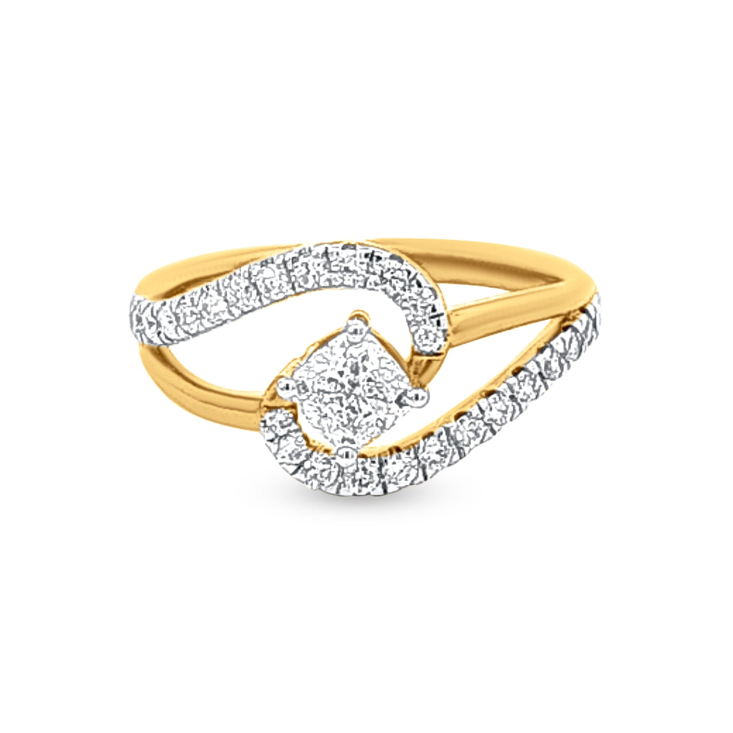 Shagun Ring: 18k Yellow Gold Split Shank Diamond Ring