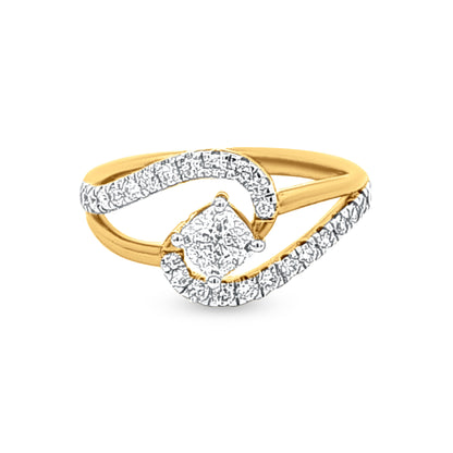 Shagun Ring: 18k Yellow Gold Split Shank Diamond Ring