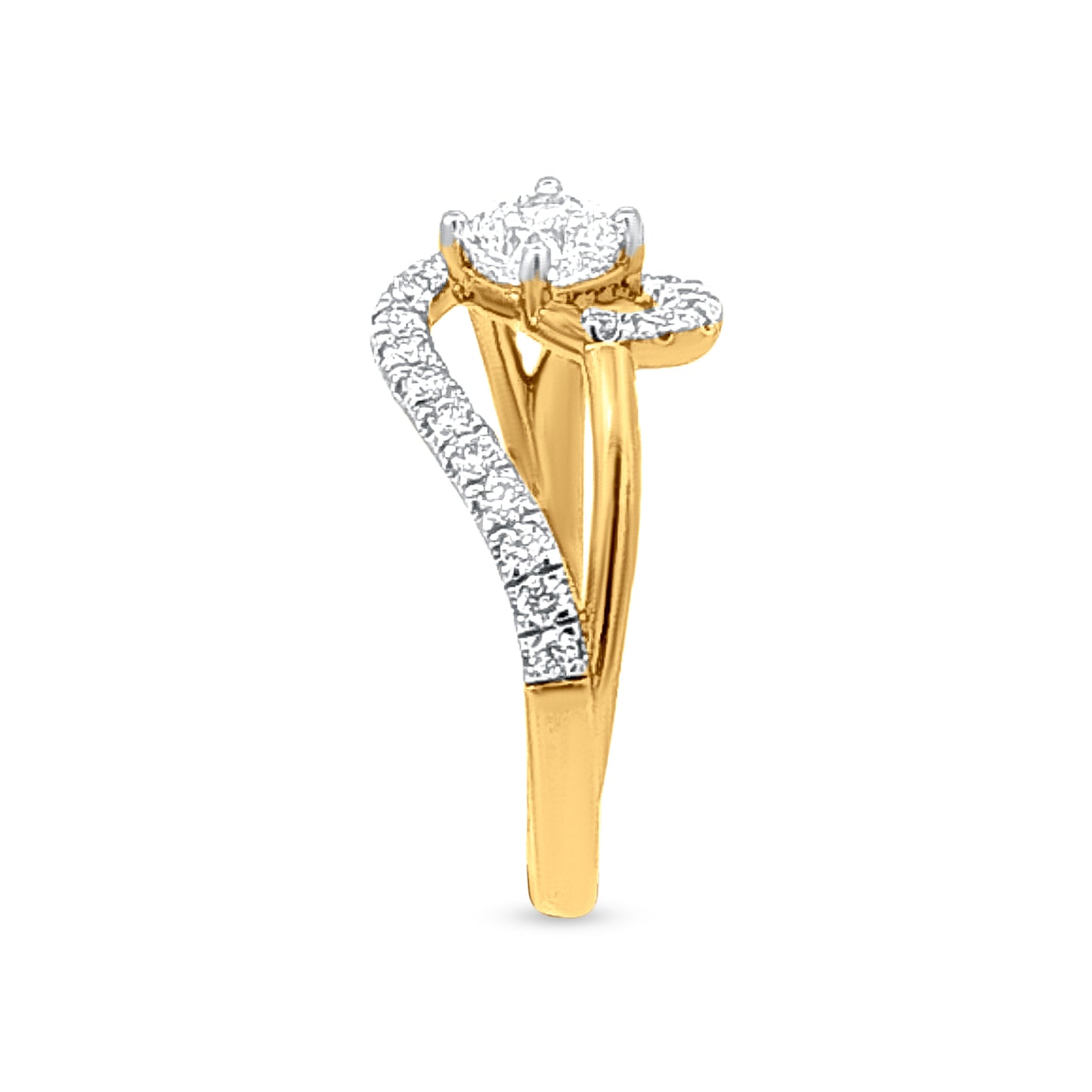 Shagun Ring: 18k Yellow Gold Split Shank Diamond Ring