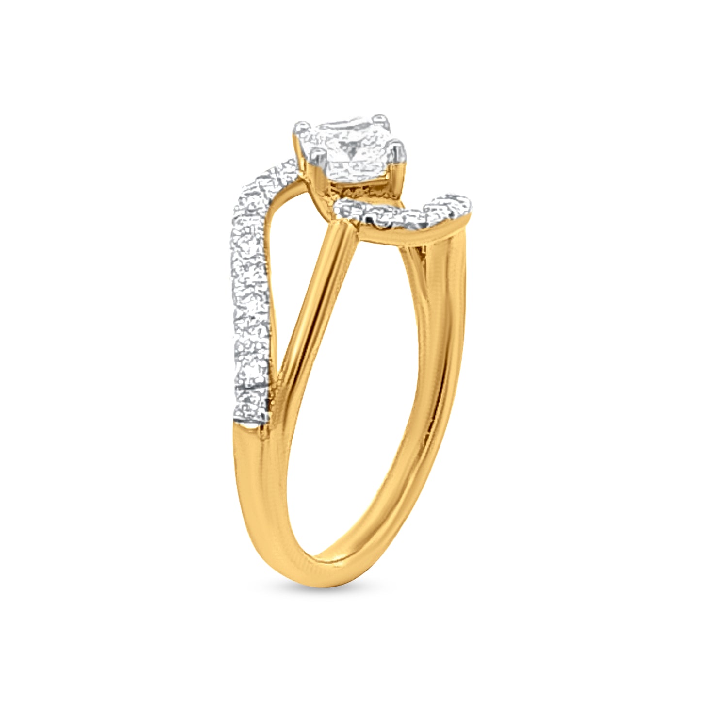 Shagun Ring: 18k Yellow Gold Split Shank Diamond Ring