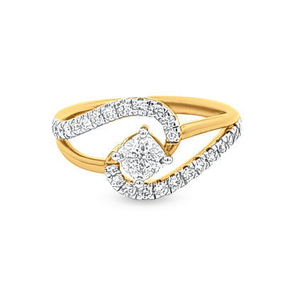 18k Gold Split Shank Diamond Ring