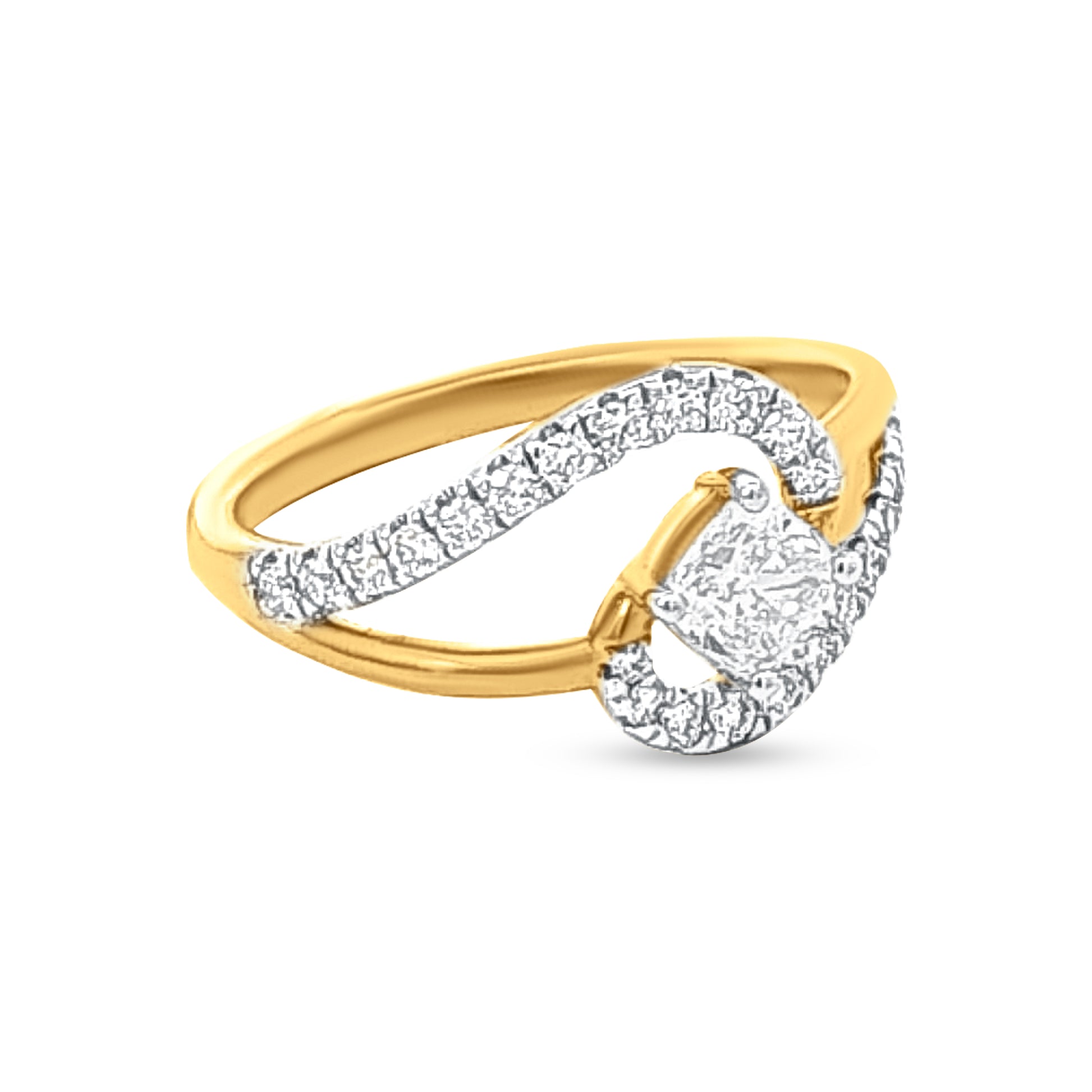 18k Gold Split Shank Diamond Ring