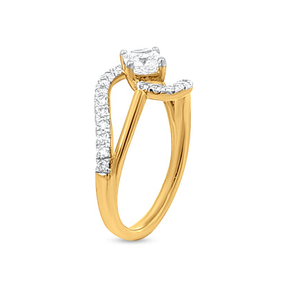 18k Gold Split Shank Diamond Ring