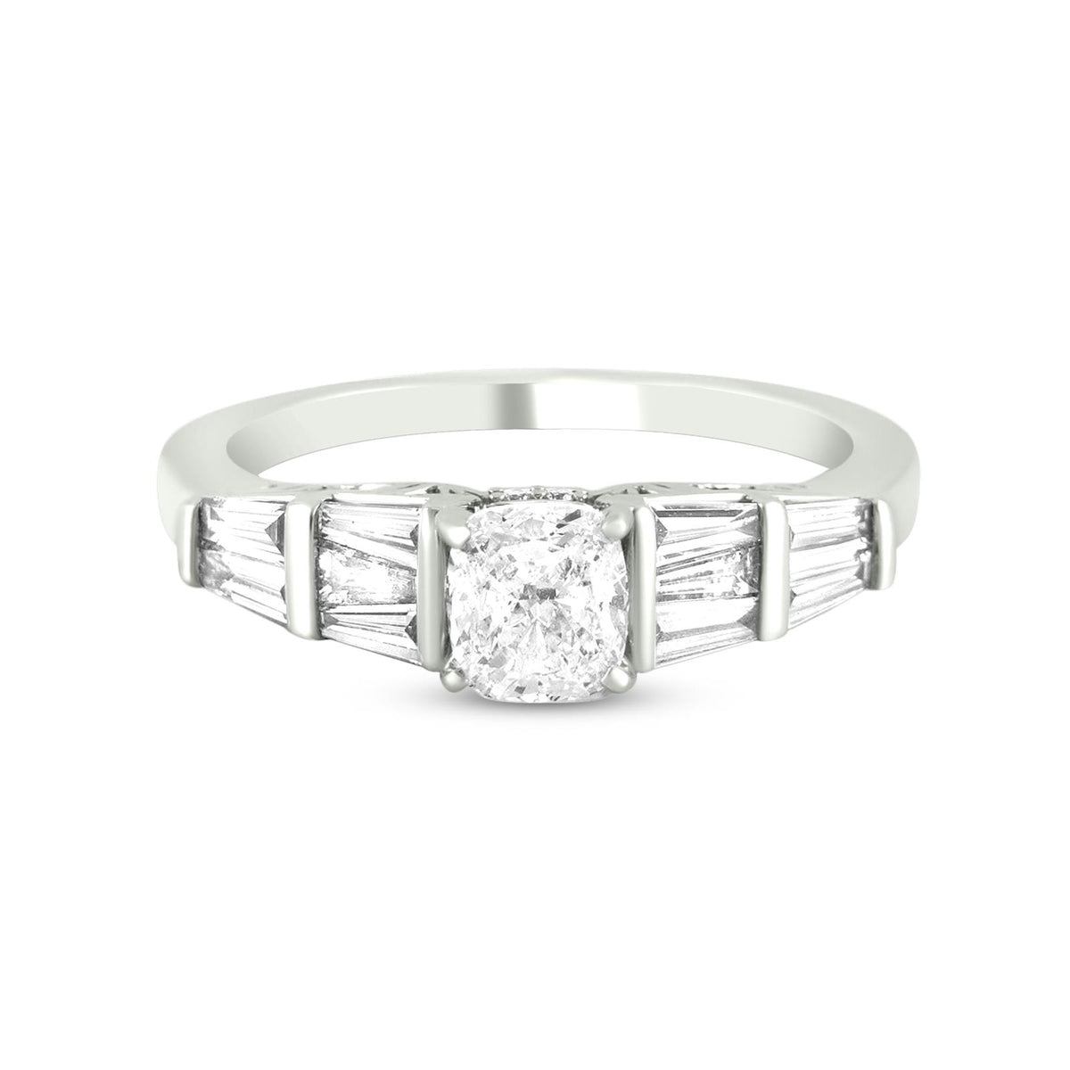 Solitaire Diamond Ring In 18K White Gold