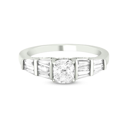 Solitaire Diamond Ring In 18K White Gold
