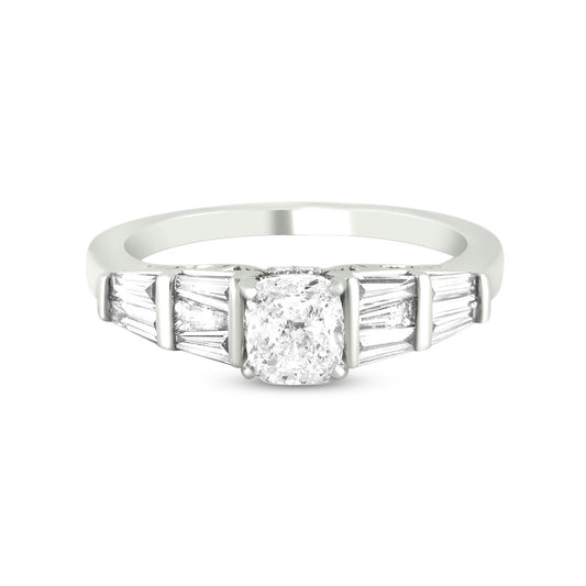 Solitaire Diamond Ring In 18K White Gold