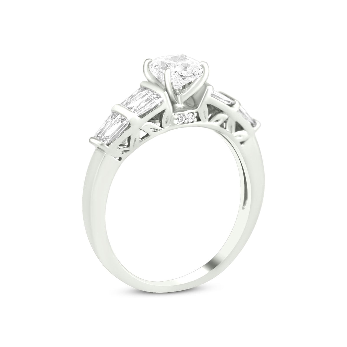 Solitaire Diamond Ring In 18K White Gold