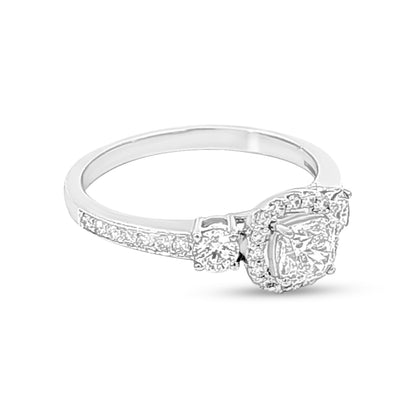 Aabharana Rasm: 18k Pure White Gold Cushion Cut Diamond Ring