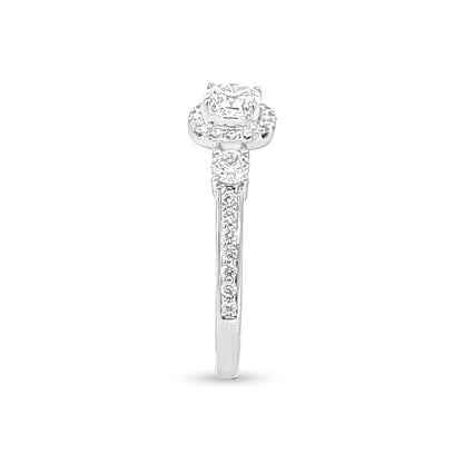Aabharana Rasm: 18k Pure White Gold Cushion Cut Diamond Ring