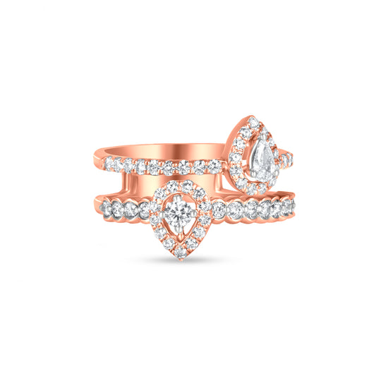 18k Rose Gold Dual Shank Diamond Band Ring