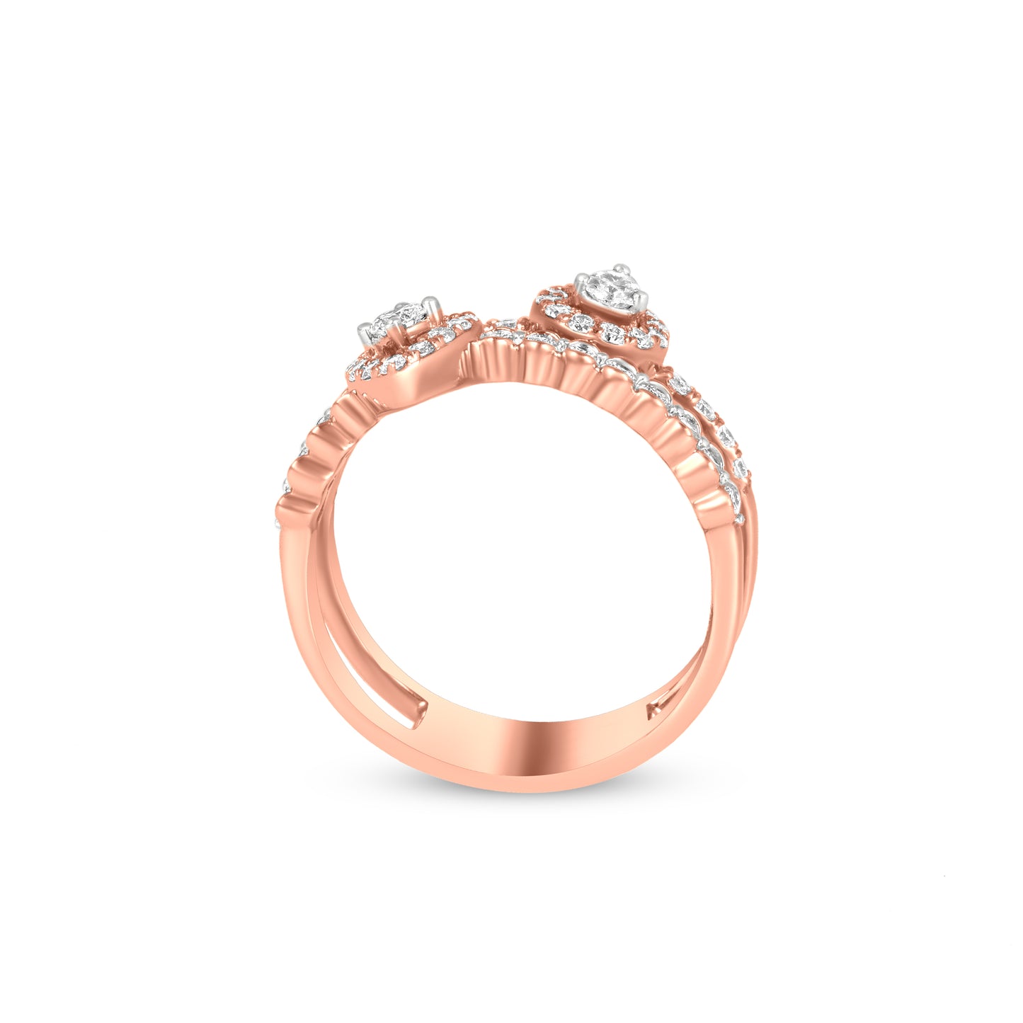 18k Rose Gold Dual Shank Diamond Band Ring