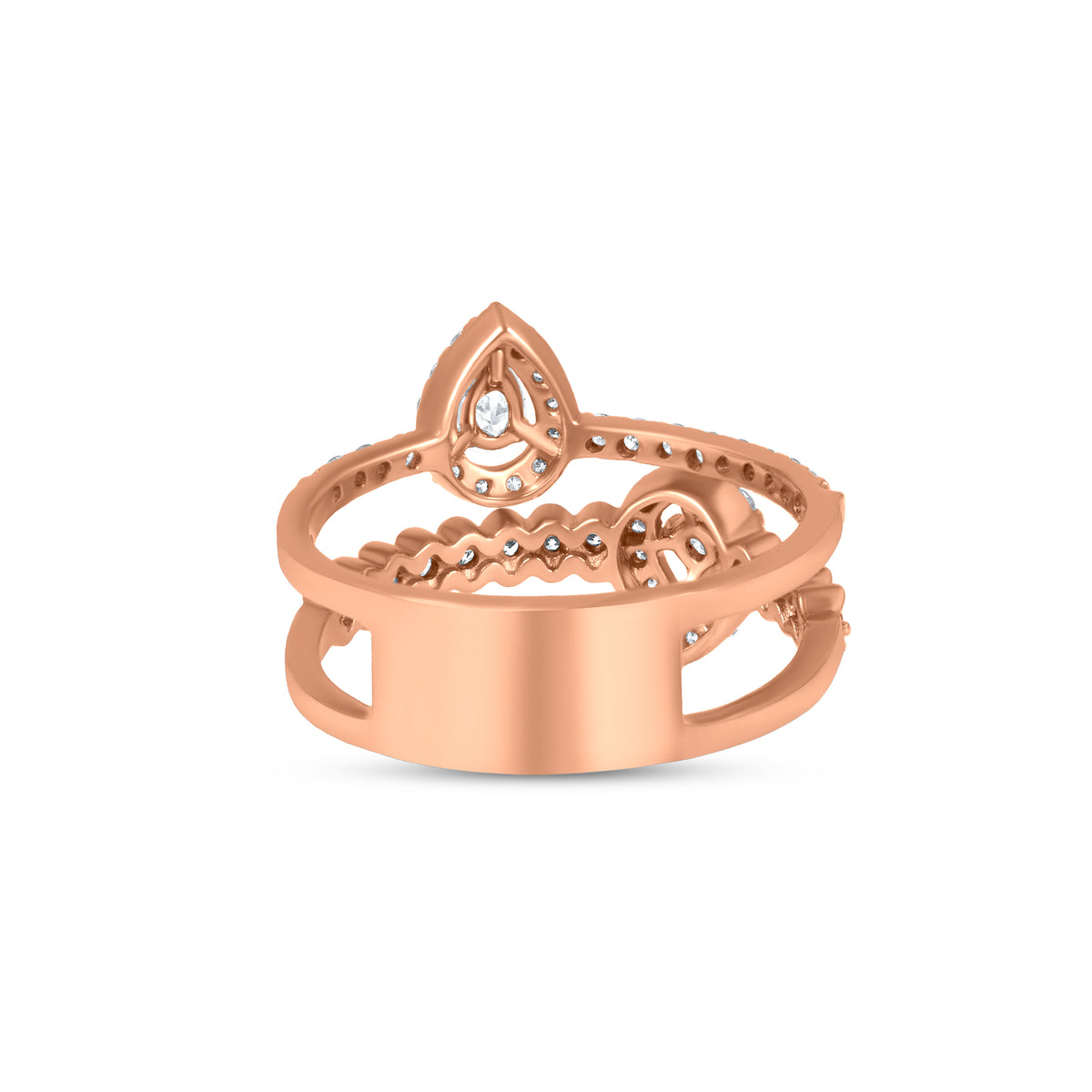 18k Rose Gold Dual Shank Diamond Band Ring