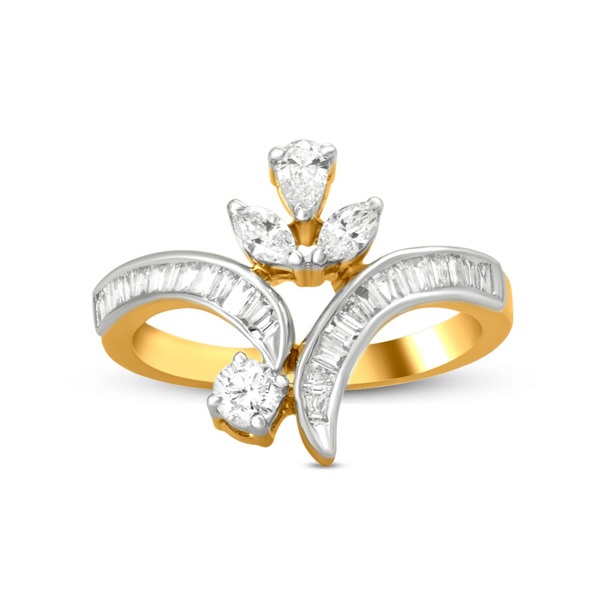 Crown Diamond Ring In 18K Yellow Gold