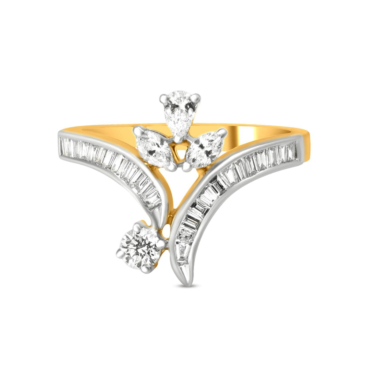 Crown Diamond Ring In 18K Yellow Gold