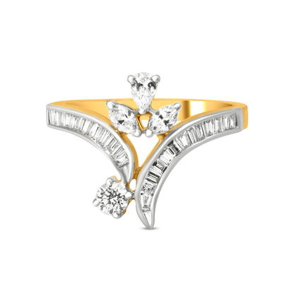 Crown Diamond Ring In 18K Yellow Gold
