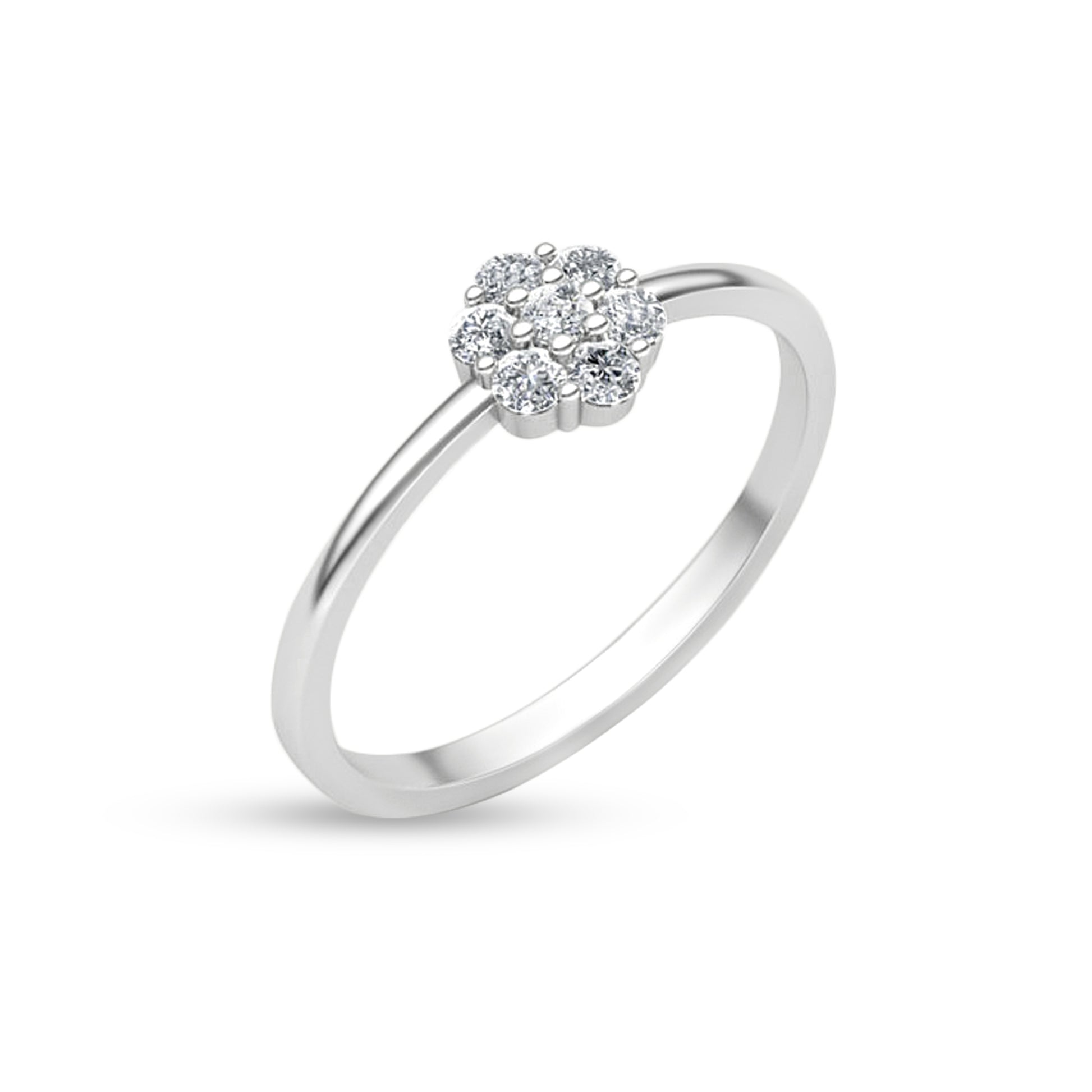 18K White Gold Floral Diamond Ring