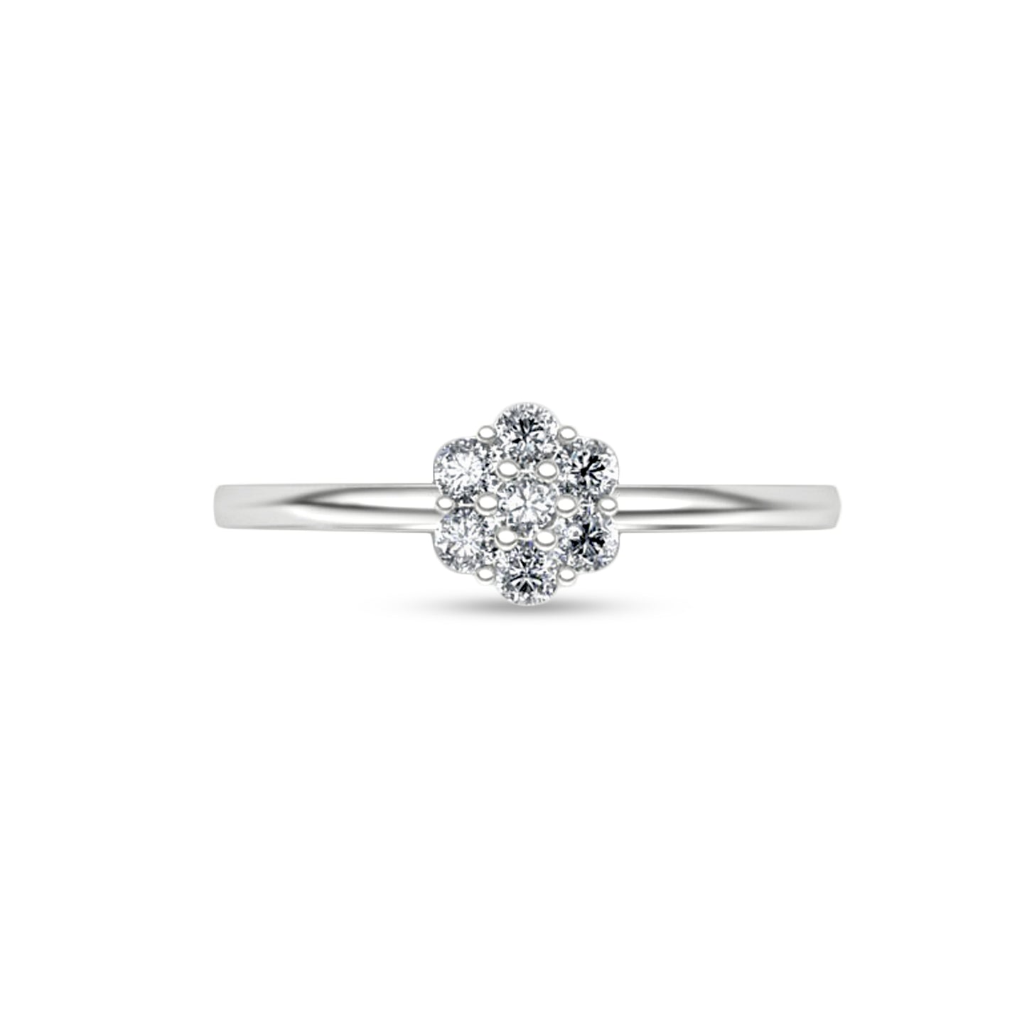 18K White Gold Floral Diamond Ring