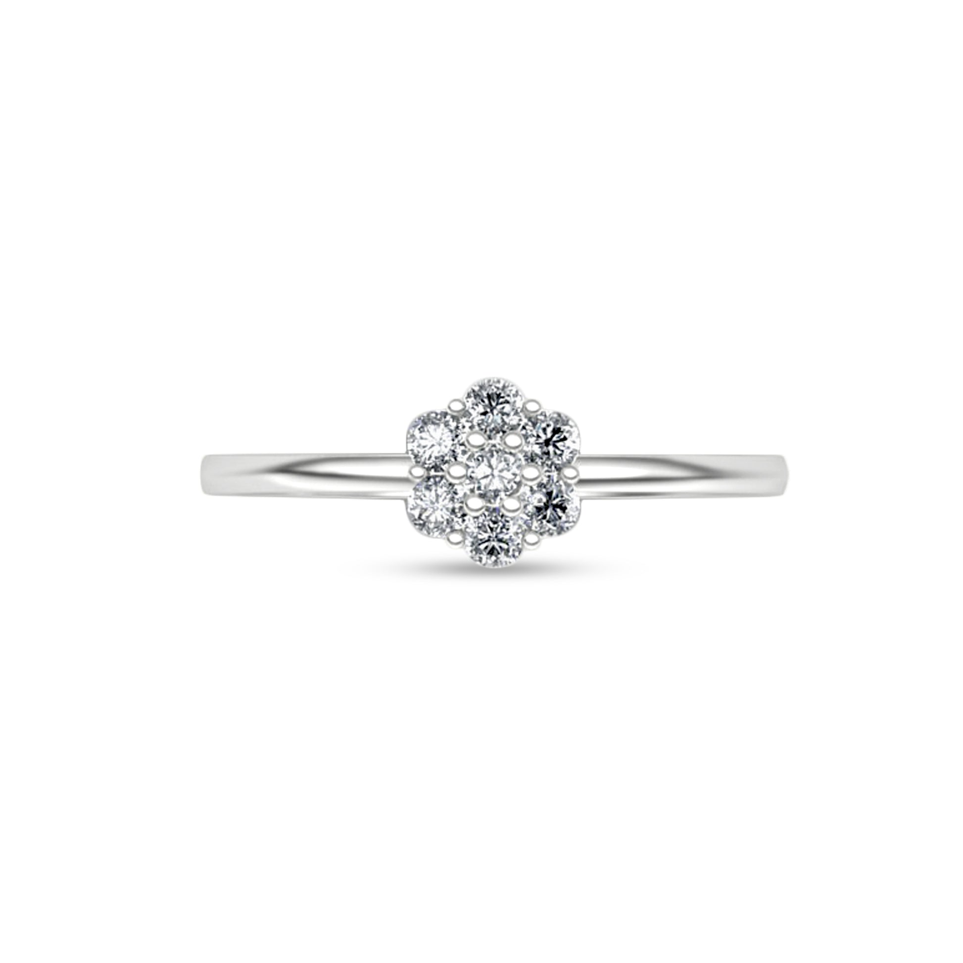18K White Gold Floral Diamond Ring